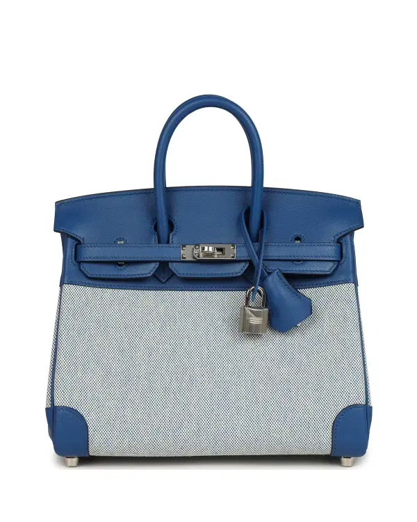 Hermès Birkin 25, Bleu France / Bleu Bill / Écru