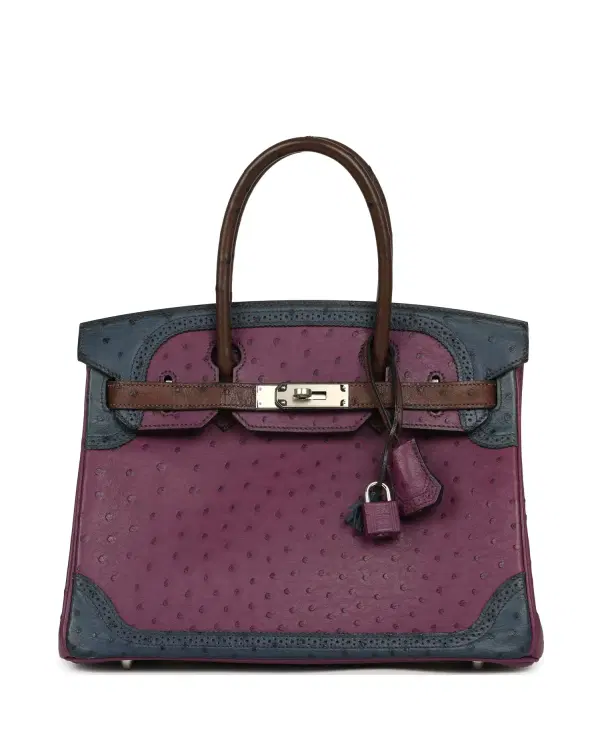Hermès Birkin Ghillies 30, Violet / Bleu De Malte / Chocolat