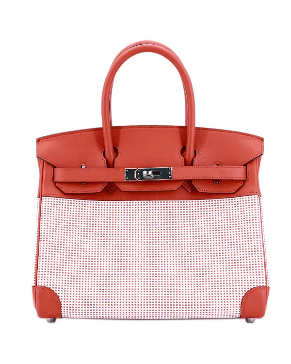 Hermès Birkin Quadrille 30, Sanguine / Blanc / Mauve Sylvestre