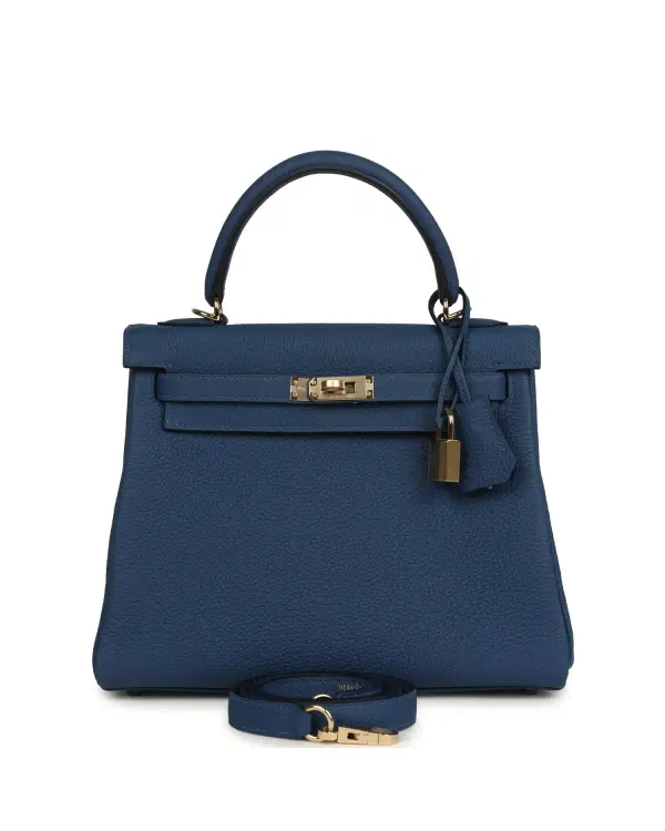 Hermès Kelly Retourne 25, Bleu Tie