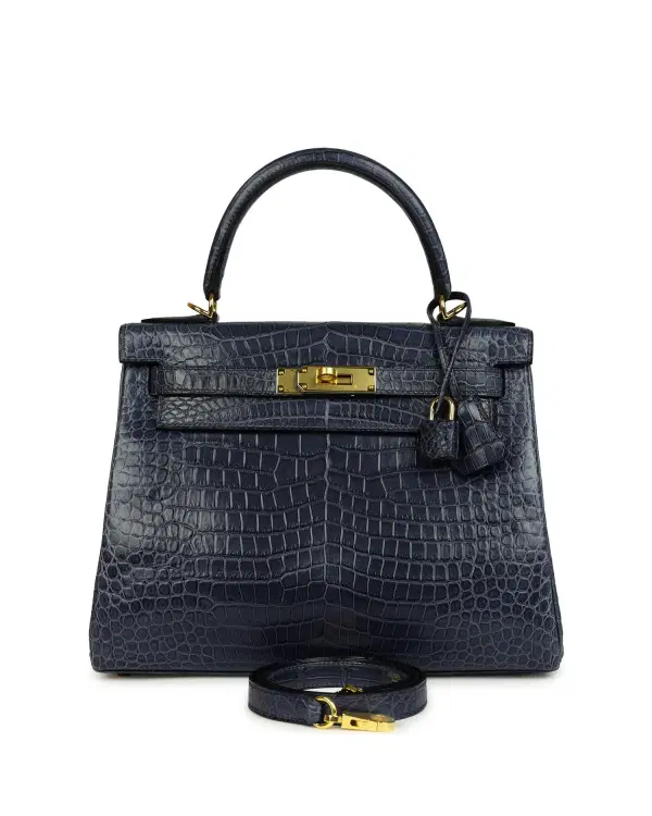 Hermès Kelly Retourne 28, Bleu Nuit