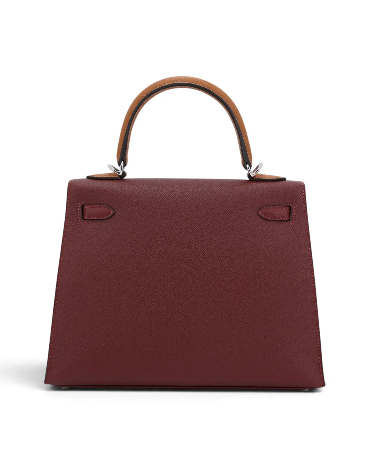 Hermès Kelly Sellier 25, Bai Brun / Gold / Rouge H