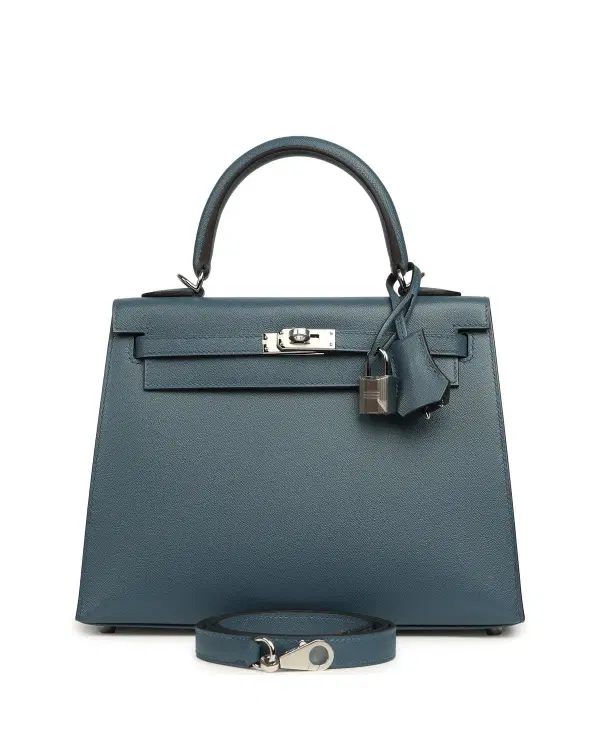 Hermès Kelly Sellier 25, Bleu Tempête