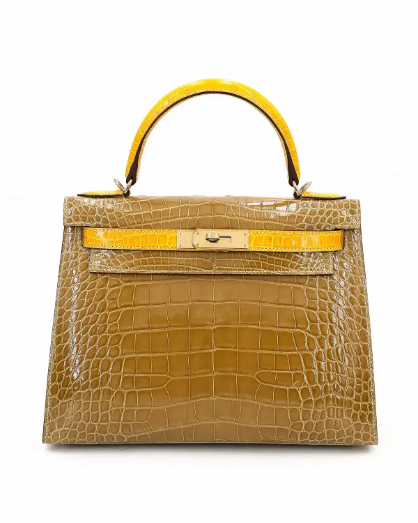 Hermès Kelly Sellier 28, Ficelle / Jaune Ambre