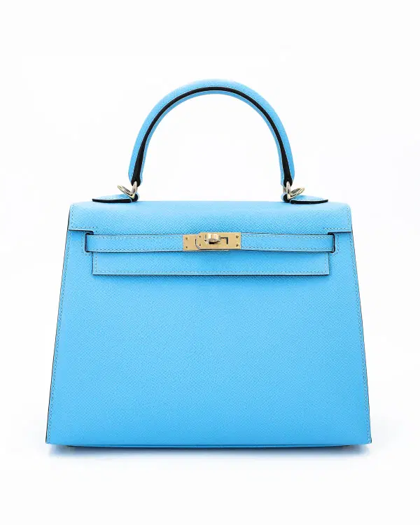 Hermès Kelly Sellier HSS 25, Céleste / Bleu Saphir