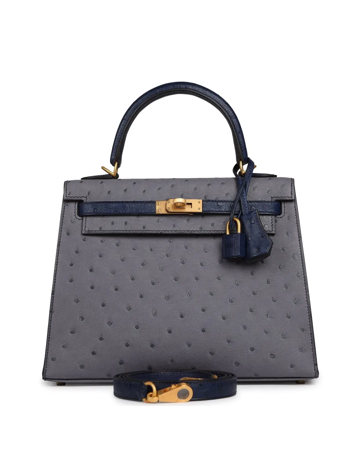 Hermès Kelly Sellier HSS 25, Gris Agate / Bleu Iris