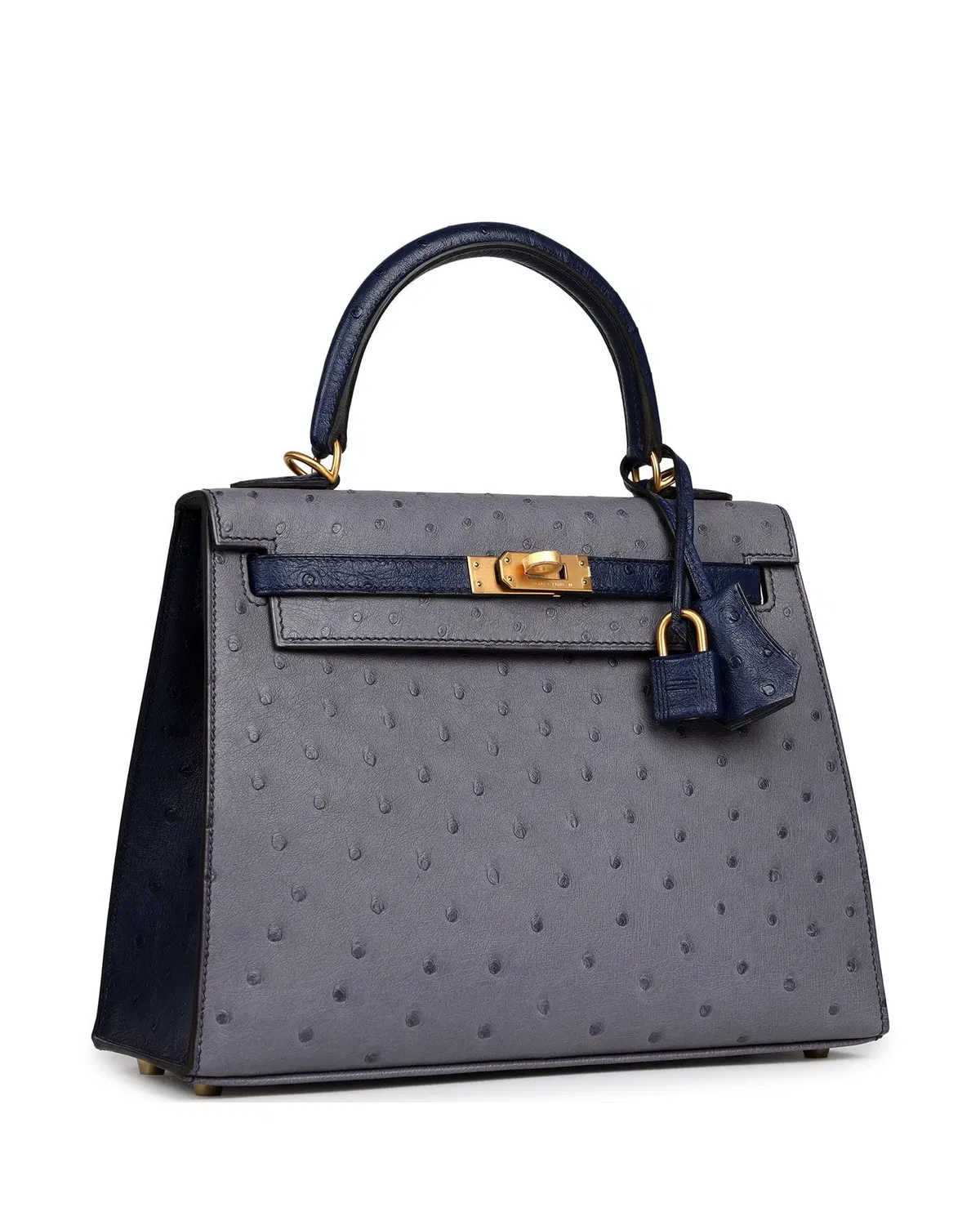 Hermès Kelly Sellier HSS 25, Gris Agate / Bleu Iris