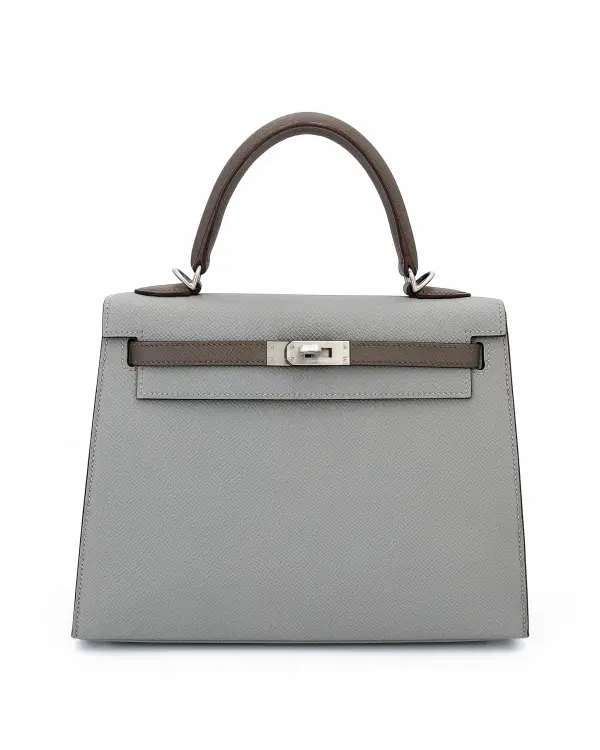Hermès Kelly Sellier HSS 25, Gris Mouette / Étain