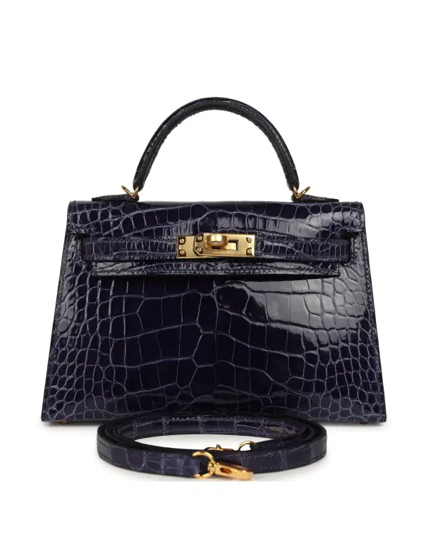 Hermès Mini Kelly Sellier 20, Bleu Encre