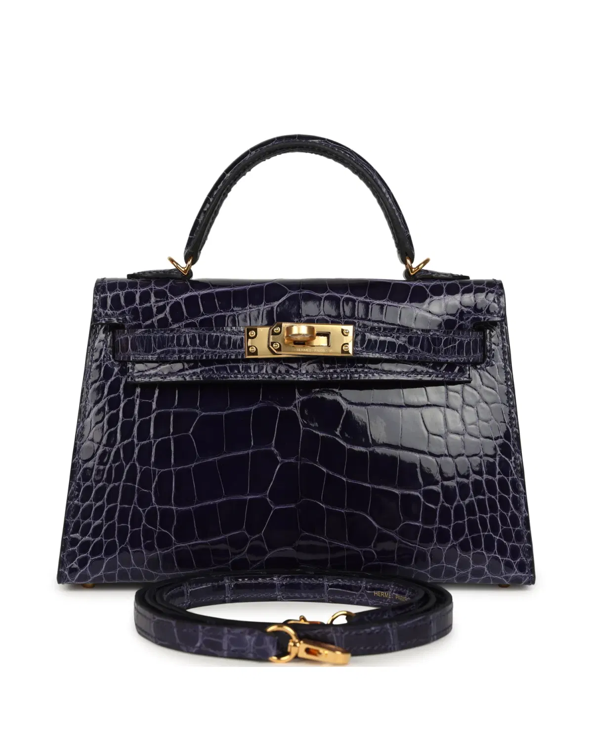 Hermès Mini Kelly Sellier 20, Bleu Encre