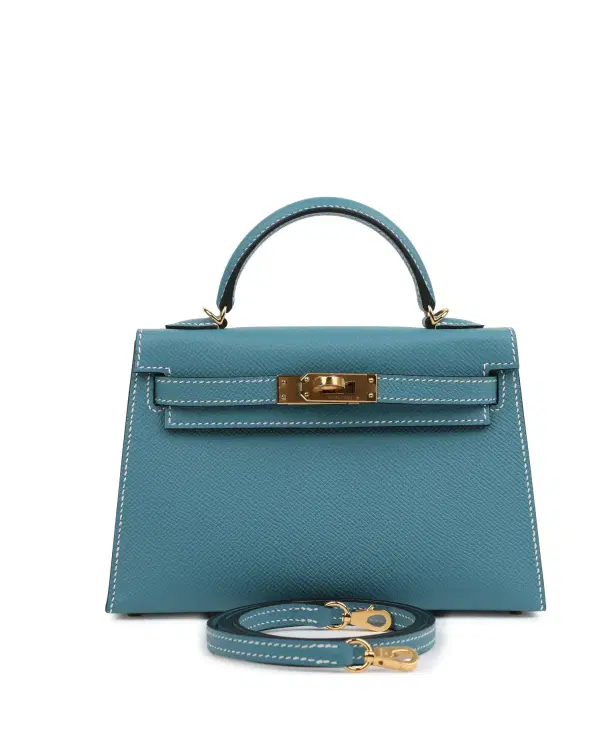Hermès Mini Kelly Sellier 20, Bleu Jean