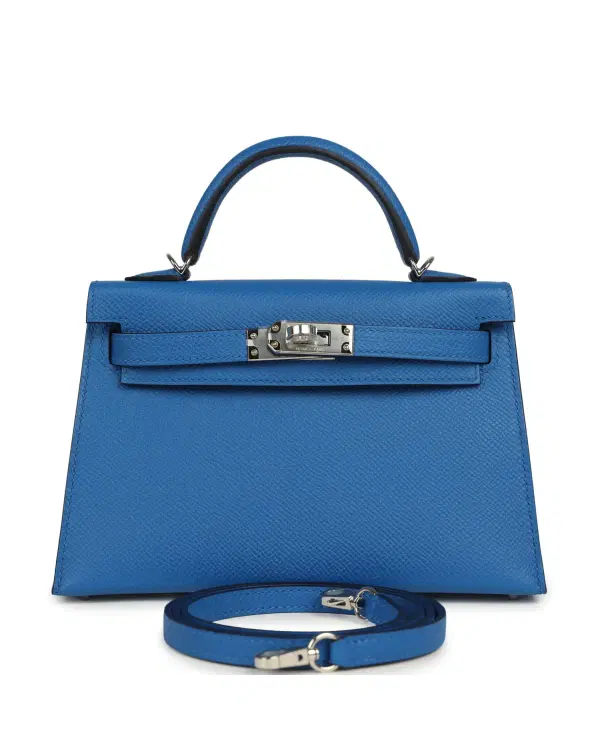 Hermès Mini Kelly Sellier 20, Bleu Zellige
