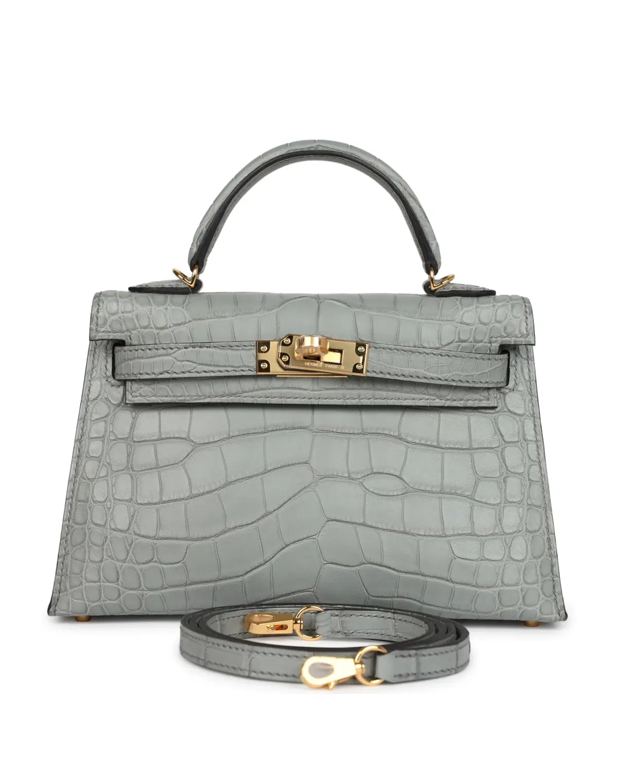 Hermès Mini Kelly Sellier 20, Gris Ciment