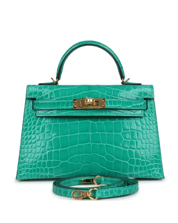 Hermès Mini Kelly Sellier 20, Vert Jade