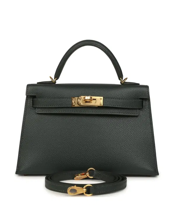 Hermès Mini Kelly Sellier 20, Vert Mangrove