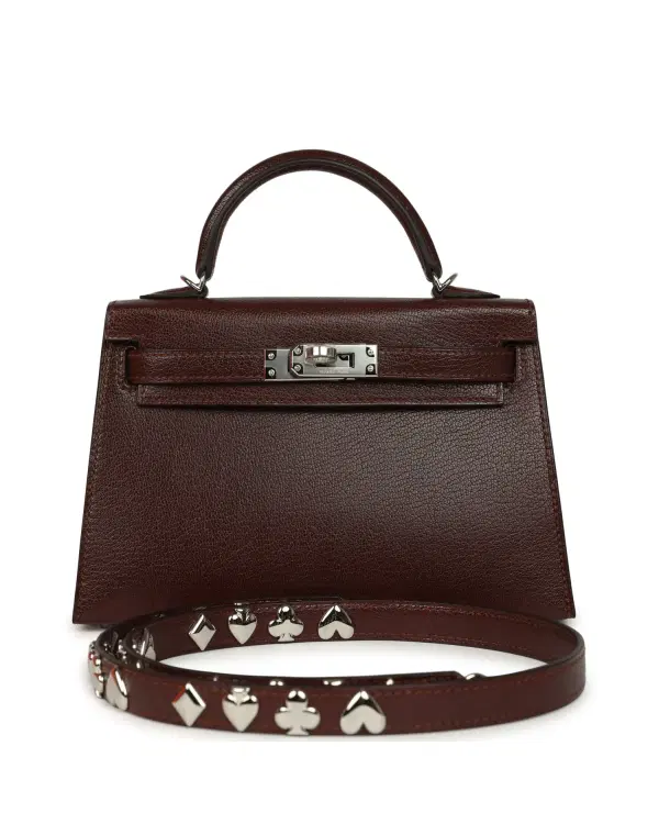 Hermès Mini Kelly Sellier Clou de Cœur 20, Terre