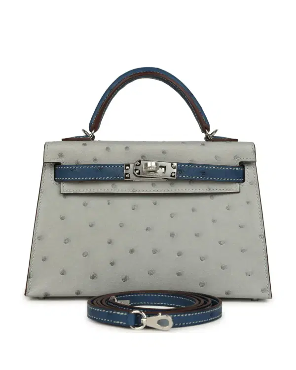 Hermès Mini Kelly Sellier HSS 20, Bleu Glacier / Bleu Foncé
