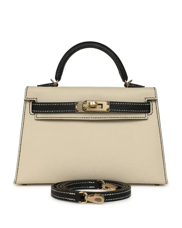 Hermès Mini Kelly Sellier HSS 20, Craie / Noir