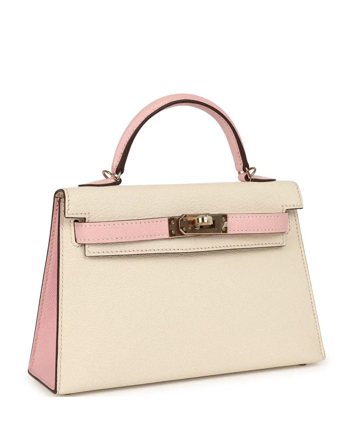Hermès Mini Kelly Sellier HSS 20, Craie / Rose Sakura