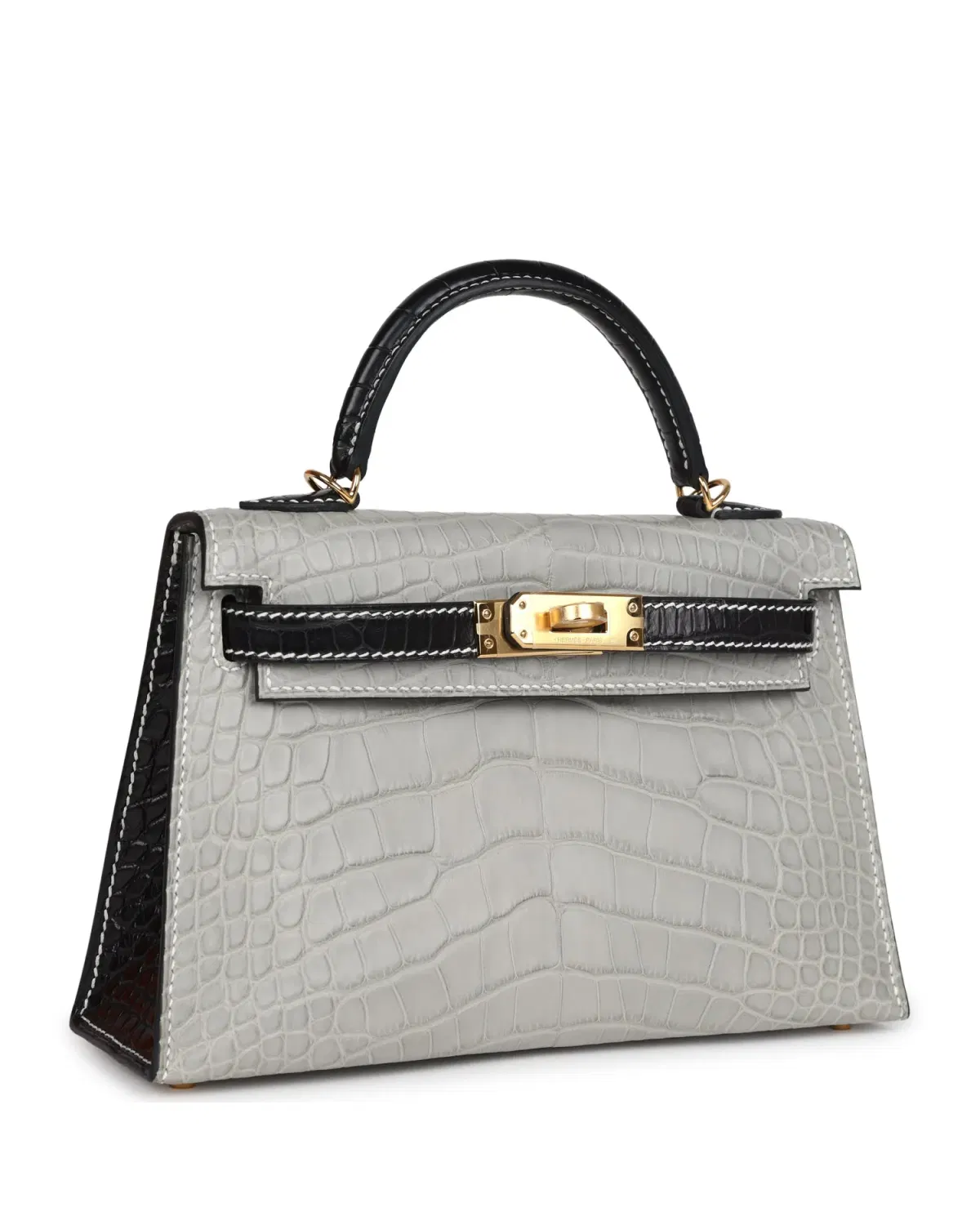 Hermès Mini Kelly Sellier HSS 20, Gris Perle / Noir