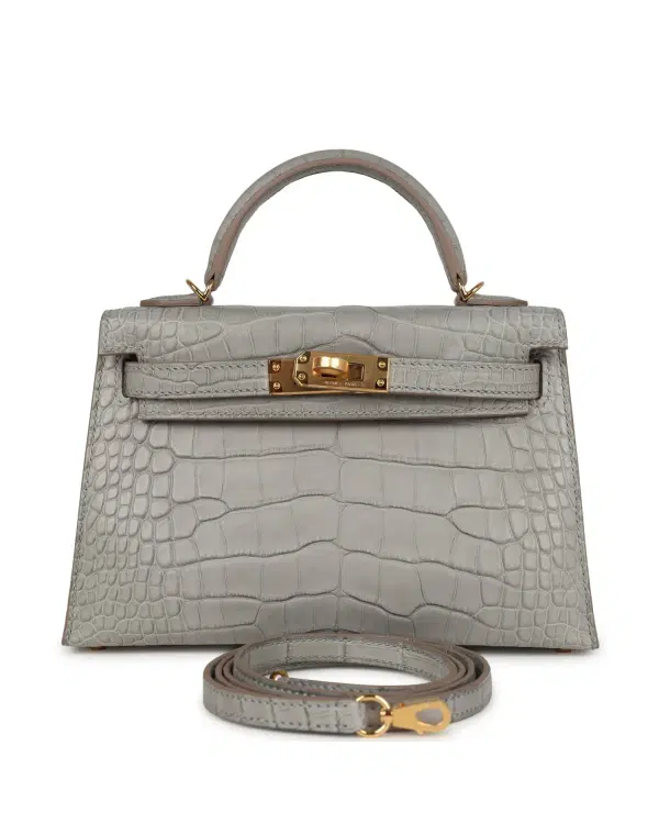 Hermès Mini Kelly Sellier HSS Verso 20, Gris Perle